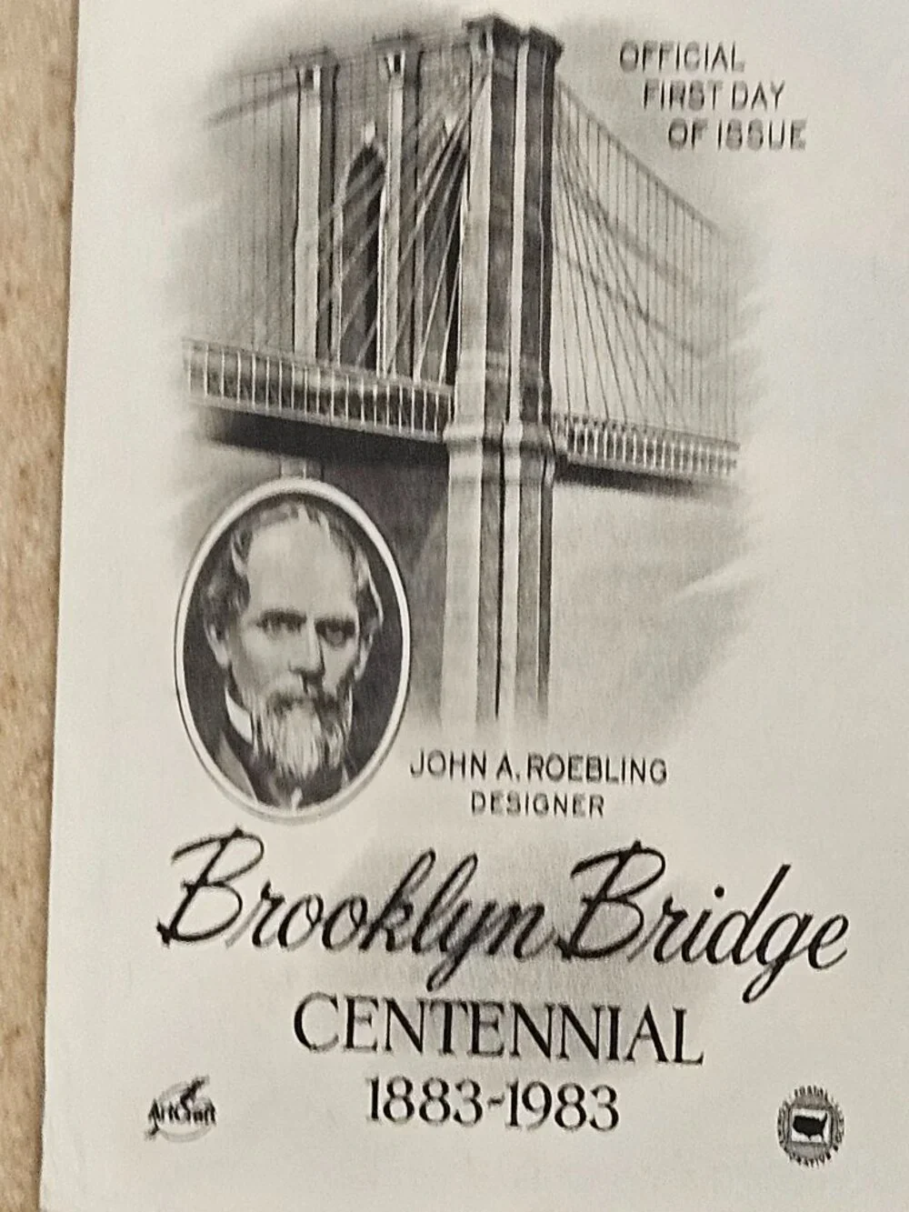 COLLECTIBLE USPS 1ST DAY ISSUE COVER BROOKYLN BRIDGE ROEBLING STAMP ENVELOPE FDC